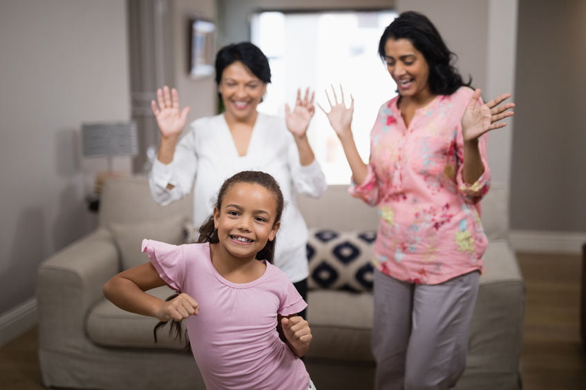 Family enjoying dance during lockdown